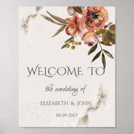 Höstblommor för vattenfärg Spara datum Poster