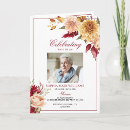 Höstblommor Foto Minnesgudstjänst Sorgprogram Kort
