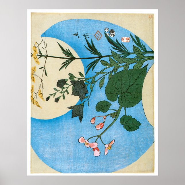 Höstblommor framför helmånen poster (Framsidan)