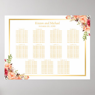 Höstblommor från guld under bröllopssätet poster