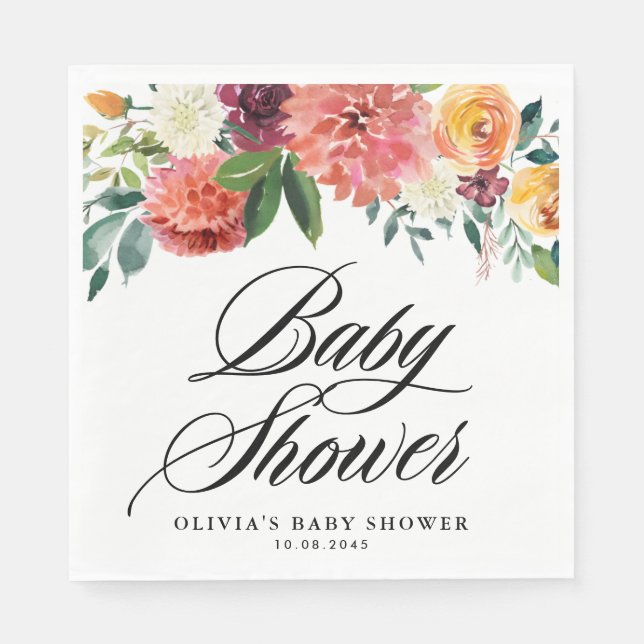 Höstblommor Girlang Höst Baby Shower Pappersservett (Framsidan)