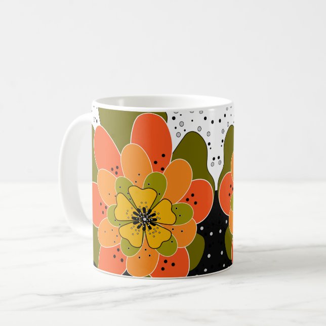 Höstblommor, höst, blomma, illustration kastar kaffemugg (Framsida vänster)