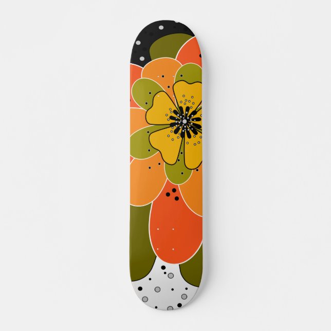 Höstblommor, höst, blomma, illustration mini skateboard bräda 18,5 cm (Framsida)