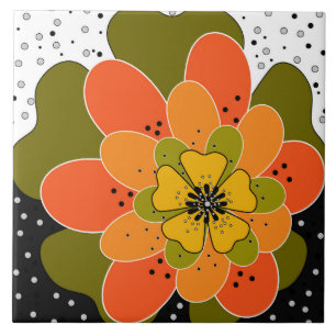 Höstblommor, höst, blomma, illustrationsglas kakelplatta