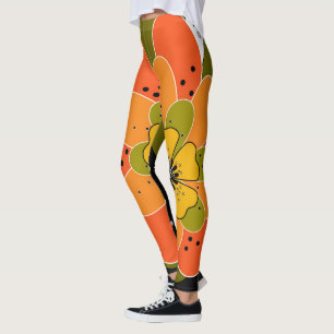 Höstblommor, höst, blomma, illustrationsglas leggings