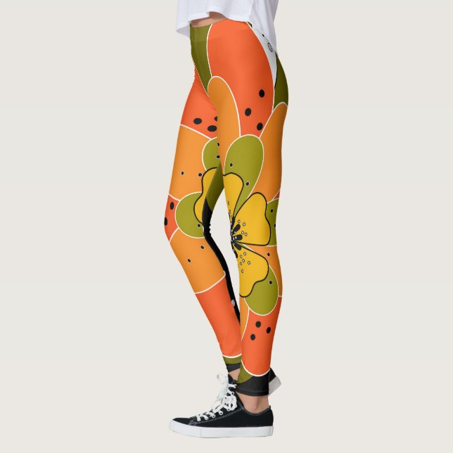 Höstblommor, höst, blomma, illustrationsglas leggings (Vänster)