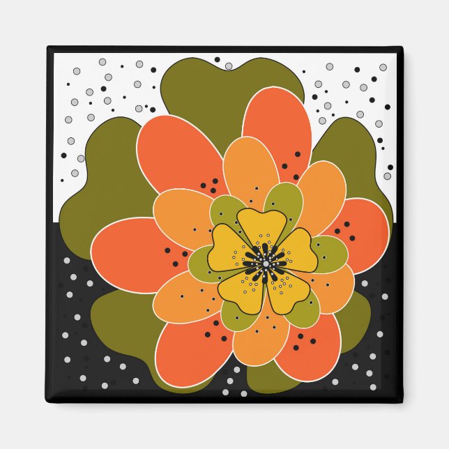 Höstblommor, höst, blomma, illustrationsglas magnet (Framsidan)