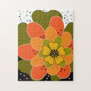 Höstblommor, höst, blomma, illustrationsglas pussel