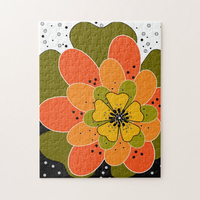 Höstblommor, höst, blomma, illustrationsglas pussel (Vertikal)