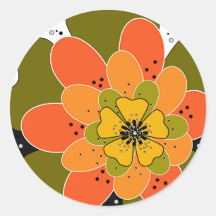 Höstblommor, höst, blomma, illustrationsglas runt klistermärke