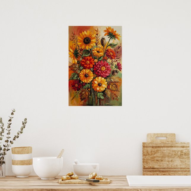 Höstblommor, höstfärger, poster (Kök)