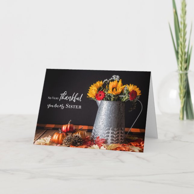 Höstblommor Höstlöv Tack till syster Kort (Framsida)