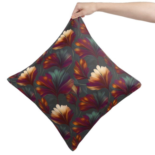 Höstblommor i bränt orange och rostiga blad kudde (Rich fall florals in deep, warm hues bring a cozy farmhouse touch to your seasonal home decor.)
