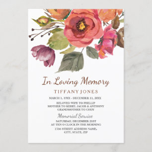 Höstblommor i tjänsten Loving Memory Service Inbjudningar