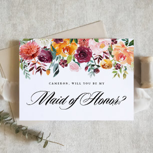 Höstblommor kommer du att vara min Maid of honor Kort