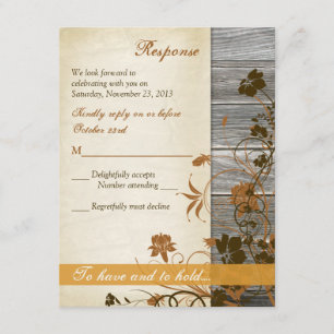 Höstblommor, konstträ & pergament RSVP-kort Inbjudningar