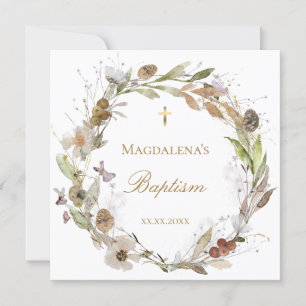 höstblommor krans Dop inbjudan