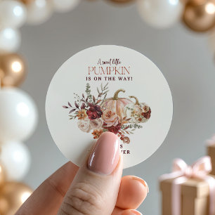 Höstblommor "lite pumpa" Baby Shower Runt Klistermärke