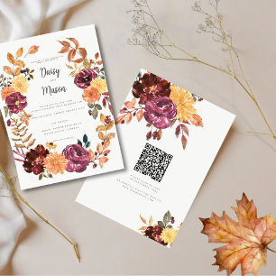 Höstblommor med djärka akvarellblommor med RSVP Inbjudningar