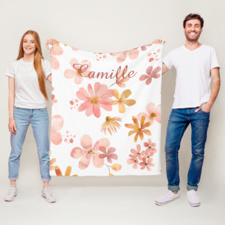 Höstblommor namn orange persika fleecefilt