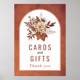 Höstblommor och bladteracotta faller bröllop poster