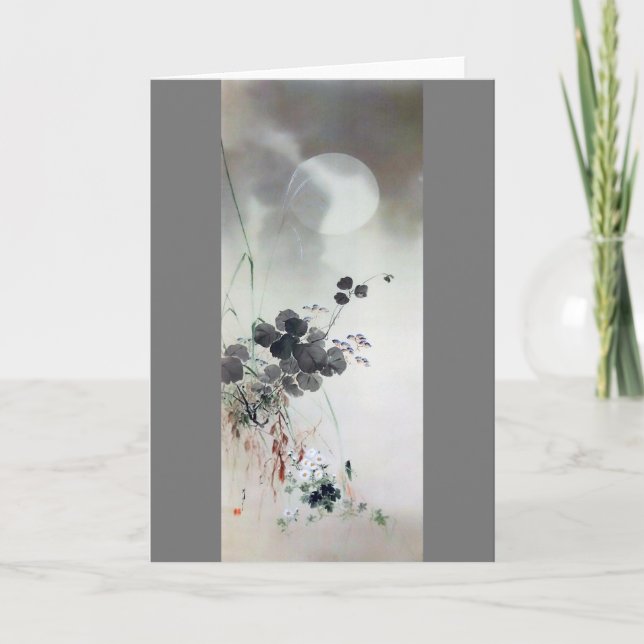 Höstblommor och fullmoon, Watanabe Seitei Kort (Framsida)
