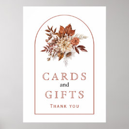 Höstblommor och löv faller från bröllop poster