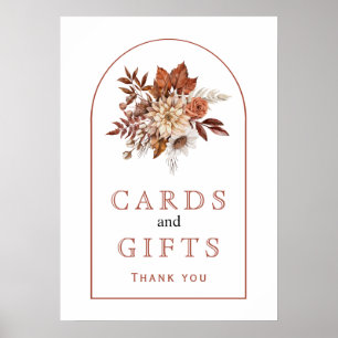Höstblommor och löv faller från bröllop poster