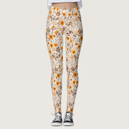 Höstblommor och Löv för vattenfärg Leggings