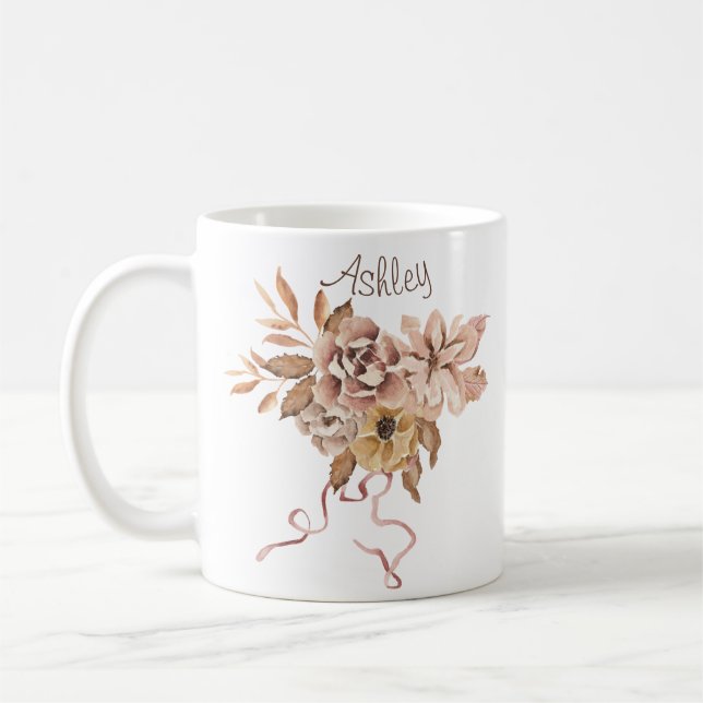Höstblommor och Löv Kaffemugg (Vänster)