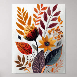 Höstblommor och löv poster