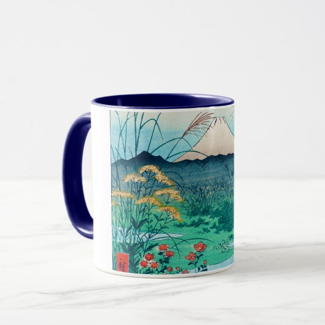 Höstblommor och Mt. Fuji, Hiroshige, Ukiyo-e Mugg (Framsida vänster)