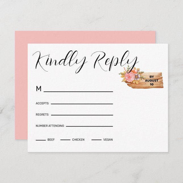 Höstblommor och träskylt OSA kort (Fram/baksida)