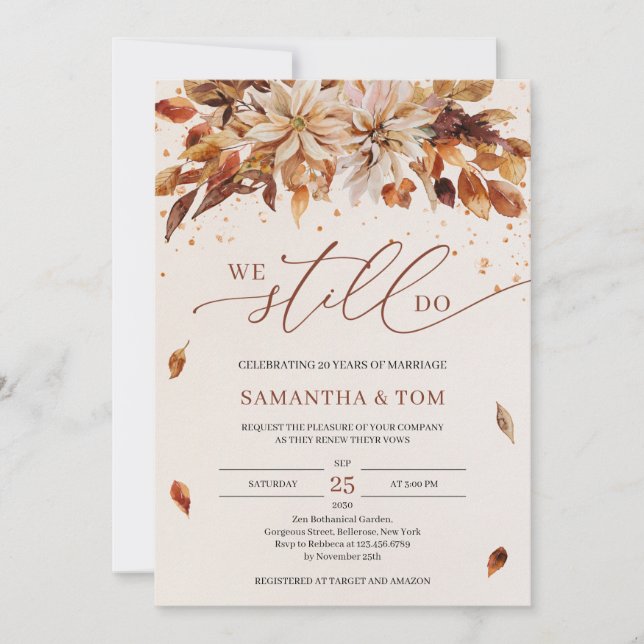 Höstblommor Orange Marigold Vi gör fortfarande Vow Inbjudningar (Framsida)