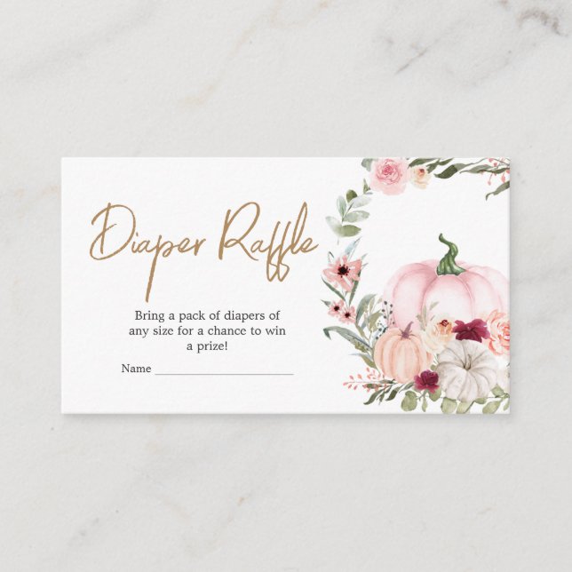 Höstblommor Pumpkin Baby Shower Diaper Raffle Tilläggskort (Framsida)