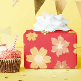 Höstblommor Red Seamless Birthday Firation Presentpapper