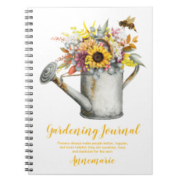 Höstblommor Rustik vattenkanna Trädgårdsjournal Anteckningsbok