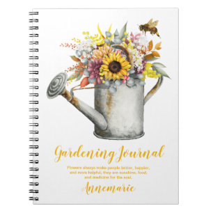 Höstblommor Rustik vattenkanna Trädgårdsjournal Anteckningsbok