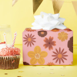 Höstblommor Seamless Pinky Fall Birthdays Presentpapper