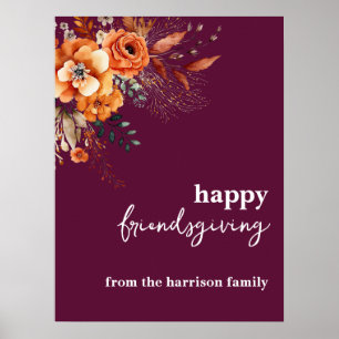 Höstblommor tack till hösten elegant burgunder poster
