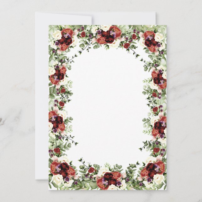 Höstblommor Terrakotta Kräm Burgunder Blommig Inbjudningar (Framsida)