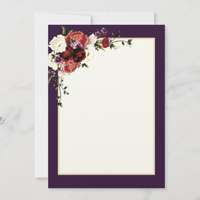 Höstblommor Terrakotta Kräm Burgunder floral  Inbjudningar (Baksida)