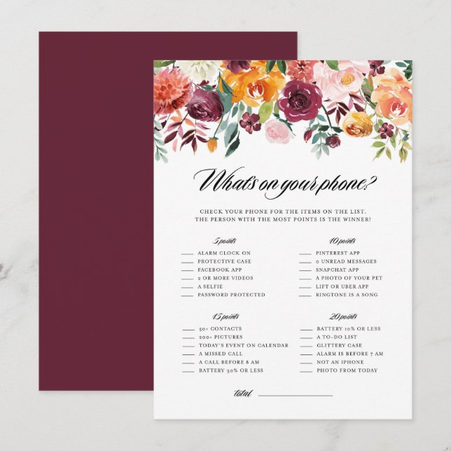 Höstblommor vad som finns på ditt Mobila skokort Tilläggskort (Fram/baksida)