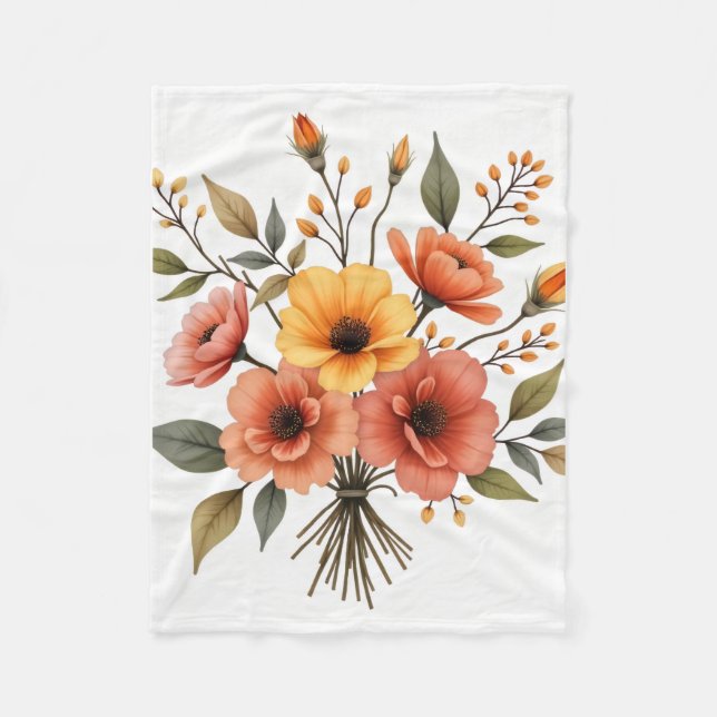 Höstblomsbukett mysig filt (Framsidan)