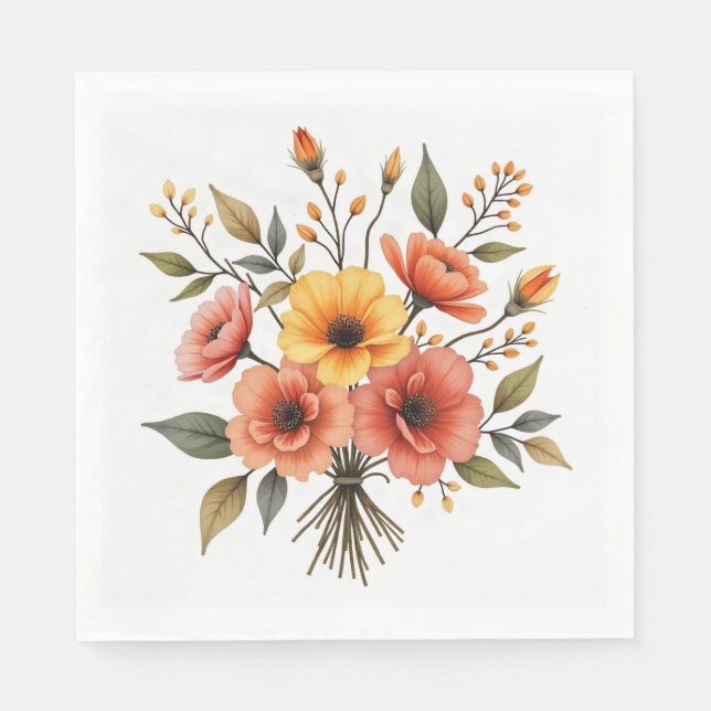 Höstblomsterbukett servetter (Framsidan)