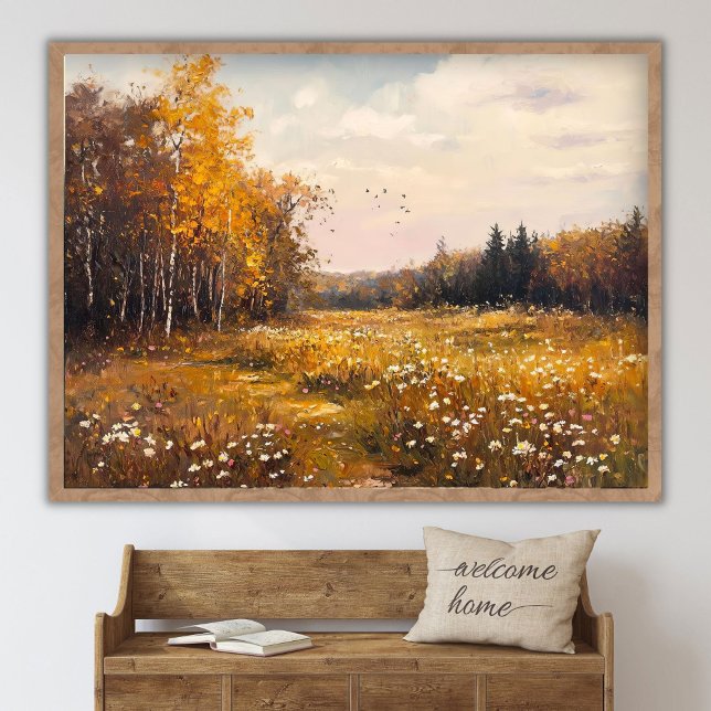 Höstblomsterfält Landskapsmålning, Vintag Poster (Skapare uppladdad)