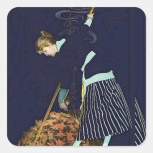 Höstblossbrasa av C Coles Phillips Fyrkantigt Klistermärke