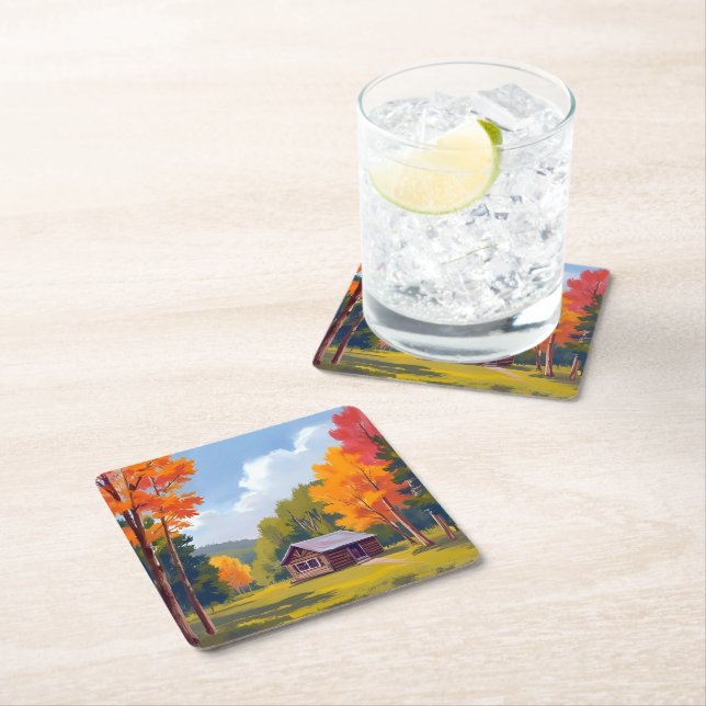 Höstbostad Sidoskottstuga Underlägg Papper Kvadrat (Insitu)