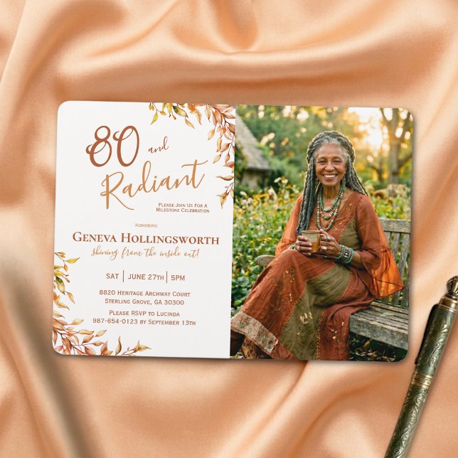 Höstbotanisk 80-årsjubileumsfotografi inbjudningar (Skapare uppladdad)