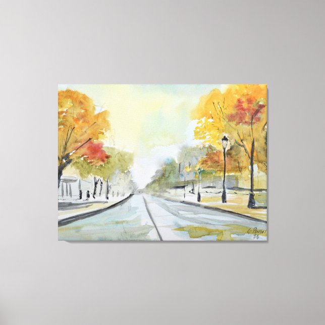Höstboulevard i Paris Expressionist Canvastryck (Framsida)
